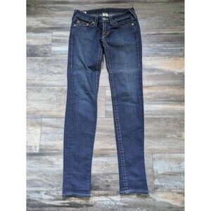 True Religion Jeans Women's Stella Dark Wash Skinny Size 27 Low Rise 33" Inseam